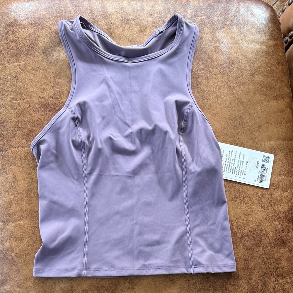 NWT Lululemon Nulux Racerback Cropped Run Tank Top SZ 6 Purple Ash
